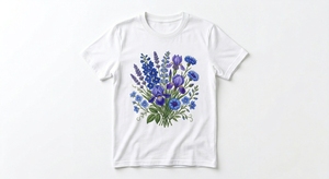 เสื้อคลุมนอนผ้าฝ้าย 100% ลายดอกไม้หรูหราสำหรับผู้หญิง แขนสั้น ระบายอากาศได้ดี สีขาวม่วง - Product Image 2