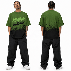 T-shirt homme oversize à imprimé graphique, manches courtes, col rond, style streetwear, effet dégradé et éclaboussures - Product Image 1