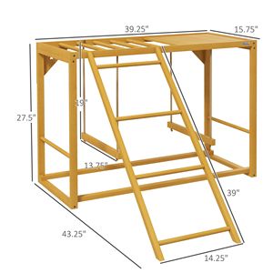 Set Altalena Giallo in Legno per Pollaio con Più Posatoi e Scala per Galline per la Cura del Pollame - Product Image 3
