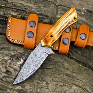 Custom Handmade OEM DIY Utility & Hunting <b>Knife</b> Damascus Steel <b>Bone</b> <b>Handle</b> Clip Point 3mm 9in CKS-192 - Product Image 1