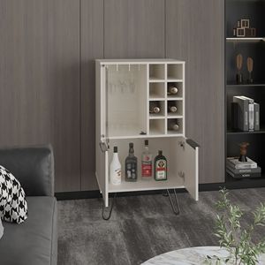 Mobile bar Aster da 23 pollici con doppia anta, scomparto con porta in vetro, otto scomparti per bottiglie e porta calici - Product Image 5