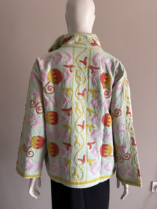 Blazer de Algodón con Bordado Floral, Cuello Mandarín, Manga Tres Cuartos, Chaqueta de Primavera para Mujer, Estilo Boho Chic Hecho a Mano - Product Image 4