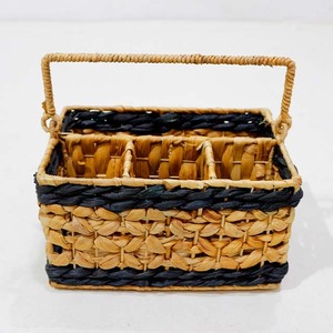 Eco-Friendly Durable Woven Water Hyacinth 4-Cell <b>Rectangular</b> Wine Carrier & Multi-Purpose <b>Storage</b> <b>Basket</b>-Home Organizers Gift - Product Image 1