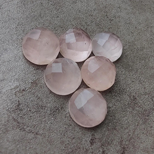Cuarzo Rosa Natural, Corte Checker, Redondo, Parte Posterior Plana, Calibrado, Piedra Preciosa al por Mayor, Todos los Tamaños Disponibles - Product Image 6
