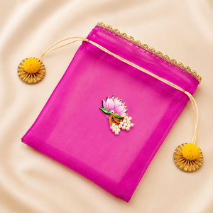 Bolsa de Organza con Cordón Decorativo de Loto, Bolsa de Regalo para Recuerdos de Boda y Uso Festivo - Product Image 2
