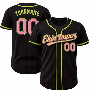 Maillot de baseball en jersey imprimé vierge en gros, vêtements de sport Ekin, séchage rapide, logo personnalisé brodé, grande taille, rayures - Product Image 1