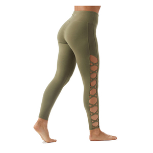 Leggings de yoga taille haute pleine longueur en Spandex/Elastane uni, extensibles dans les quatre sens, sans couture, avec taille élastique - Product Image 4