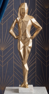 Modern Gold and White Aluminum and Marble Woman Tabletop Sculpture Attractive <b>Table</b> Objects for Modern Decor Figure Sculpture - Product Image 6