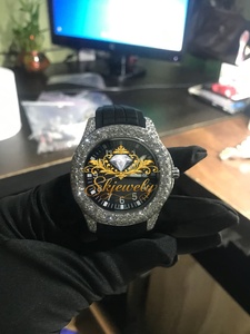 Montre mécanique avec incrustation de diamants, mouvement à quartz 38 mm, bracelet en caoutchouc 20 mm, lunette en cristal, boîtier en acier inoxydable, analogique, luxe et mode - Product Image 6