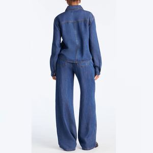 Veste cargo structurée streetwear moderne et jupe-short en jean pour femme, ensemble en jean personnalisé pour femme, série de vente en gros - Product Image 3