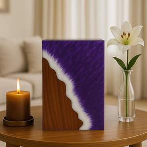 Boîte à bijoux en résine Océan Violet avec gravure pour salon, design moderne de luxe, type sur pied, 40x40x25cm - Product Image 2