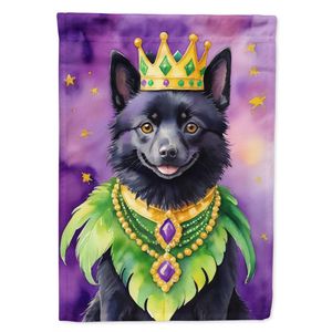 Schipperke King Mardi Gras ธงประดับสวนหลากสีสำหรับตกแต่งลานกว้างแบนเนอร์สำหรับชานบ้านงานศิลปะเตียงดอกไม้ขนาดสำหรับกลางแจ้ง - Product Image 1