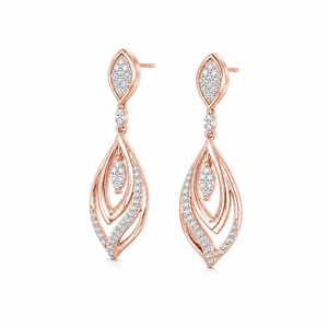 Pendientes de Oro Rosa con Diamantes Marquise en Forma de Gota, Joyería de Lujo para Boda, Engaste de Canal - Product Image 1