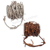 Cordon Bolo en Cuir Ancien Fait Main avec Fil Barbelé pour Breloques - Cuir de Vachette Rond 2mm Taille Personnalisée pour Bijoux Gothiques et Projets DIY