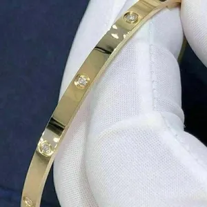 2CTW Round Moissanite Bridal <b>Bangle</b> <b>Bracelet</b> Sterling Silver 14K Yellow Gold Plated 7" Tishya Diamond - Product Image 5