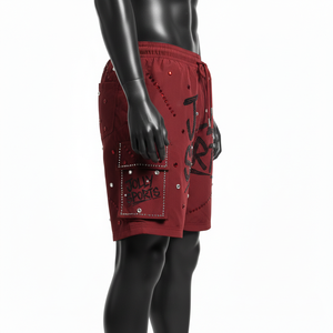 กางเกงว่ายน้ำชาย ผ้าโพลีเอสเตอร์พรีเมียม 140 GSM แห้งเร็ว สีแดงเลือดหมู พร้อมโลโก้คริสตัลแบบรีดร้อน - Product Image 3