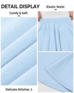 Falda Escolar de Punto Azul Claro para Niñas, Falda Escolar Informal de Algodón con Bolsillos - Product Image 4