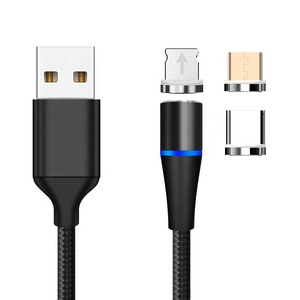 Vente d'usine 3 en 1 charge rapide Nylon tressé câble de charge magnétique câble de données type-c Micro 3A USB C pour tablette téléphone portable - Product Image 5