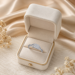 Bague à grappe de diamants ronds véritables de 0,50 TCW en or blanc 10 carats |   Bague de mariage carrée sertie de pierres pour femme, bijou élégant, cadeau raffiné - Product Image 4