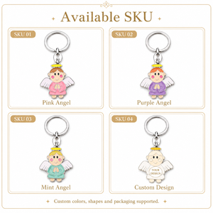 <span class=keywords><strong>Porte</strong></span>-clés en métal émaillé motif ange mignon avec accents décoratifs, fourni directement par le fabricant, vente en gros, cadeau souvenir - Product Image 2