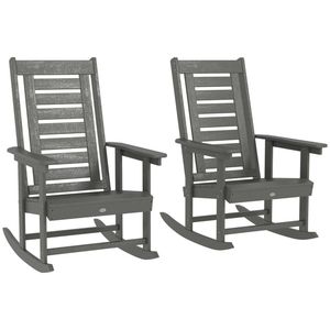 Poltrona a dondolo da esterno a 2 pezzi grigio scuro per terrazza, per il tempo libero e il relax - Product Image 5