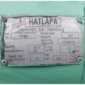 Compresor de Aire de Arranque Marino de Alta Resistencia HATLAPA V150 150 M/h 30 Bar 68 kW para Uso Marino - Product Image 6