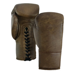 Gants de boxe en cuir PU avec lacets et sangle de poignet réglable, personnalisables pour l'entraînement des adultes, couleur marron - Product Image 2