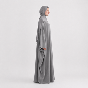 Conjunto de Abaya Casual Antiestático y Resistente a las Arrugas para Mujer, Talla Grande, Manga Larga, Largo Maxi, con Hiyab a Juego - Product Image 3