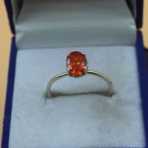 Bague en zircon orange, argent sterling, bague de fiançailles, bijoux en pierres précieuses, cadeau élégant pour elle - Product Image 3