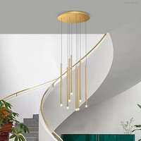 Lustre suspendu moderne ovale personnalisable pour escalier, noir, de luxe, long, à LED dimmable, avec abat-jour en fer et verre, angle de faisceau 45°