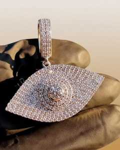 Colgante de Plata de Ley 925 con Ojos 3D y Moissanita VVS, Amuleto de Protección Hip Hop para Unisex, Regalo - Product Image 4