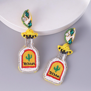 Collar de cuentas de semillas con diseño de botella de tequila mexicana para mujer - Joyería artesanal temática de cactus del Suroeste para festivales, de MULTI CRAFT - Product Image 5