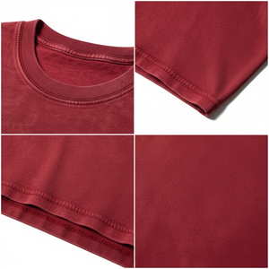 T-shirt décontracté pour homme en coton rouge uni à col rond et manches courtes, style jersey tricoté - Product Image 3