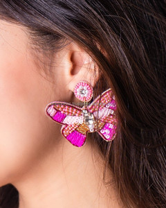 ต่างหูแบบโบฮีเมียนปักลายดอกไม้หลากสีทำมือสำหรับผู้หญิงทำจากอินเดียสำหรับเด็กผู้หญิง - Product Image 2