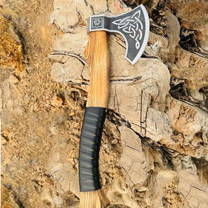 Viking Axe Nordic Bearded Style Industrial Grade Carbon Steel Blade <b>Carved</b> <b>Wooden</b> Decorative <b>Tool</b> High Quality Home Cabin Gift - Product Image 3