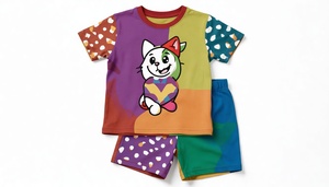 Ensemble de vêtements d'été pour enfants, haut et short respirants, vêtements décontractés légers pour tous les jours, taille personnalisée, personnalisation OEM - Product Image 3