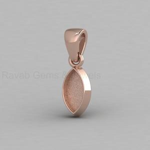 Handmade Solid 925 Silver 14K Gold 7x14mm Marquise Shape Blank Bezel Cup Charm Pendant Cabochon Setting <b>for</b> DIY Keepsake Jewelry - Product Image 3