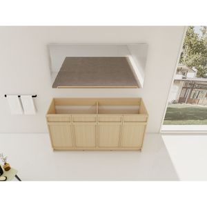 60\" Freestanding <b>Bathroom</b> <b>Vanity</b> with 4 Soft Close Cabinet Doors BVC11160DDOK (KD Packing) Excluding Sink - Product Image 6