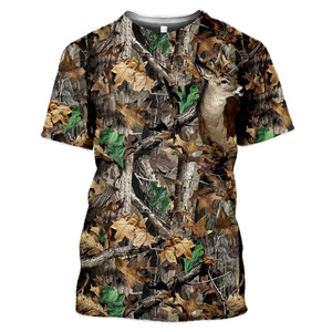 DELAWARE INDUSTRIES T-shirt unisexe décontracté à manches courtes avec camouflage animal 3D, pour la pêche, la chasse au cochon et au canard, respirant, en polyester DRYTEC - Product Image 1