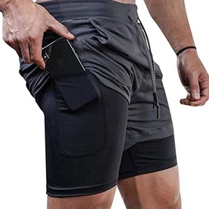 <b>Men</b> <b>White</b> Sport <b>Shorts</b> With Phone Pocket Drawstring Waist Quick Dry Spandex Polyester Athletic Workout <b>Shorts</b> - Product Image 4