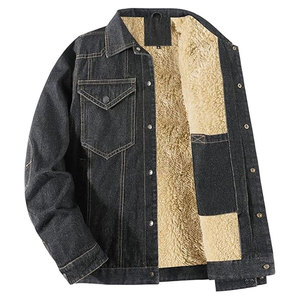 เสื้อแจ็คเก็ตยีนส์บุขนเชอร์ปาสำหรับผู้ชาย เสื้อโค้ทกันหนาวแบบหนา สไตล์คาวบอย ติดกระดุมแป๊ก ปกคอพับได้ - Product Image 4