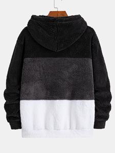 เสื้อฮู้ดดี้ผู้ชายสีดำ เทา และขาว แบบมีกระเป๋าจิงโจ้ รับผลิตแบบ OEM ODM ขายส่งเสื้อผ้า - Product Image 2