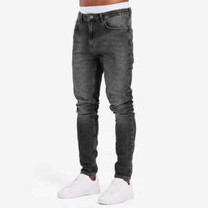 Jeans slim homme de haute qualité, design classique hip-hop élégant, tissu durable, décoration à rivets, effet délavé pour un usage quotidien - Product Image 3