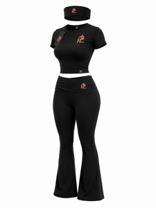 Conjunto deportivo para mujer que incluye top, leggings y diadema hechos con tela flexible para gimnasio, yoga, correr y atuendos casuales. - Product Image 1