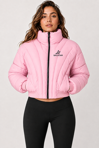 <b>Women</b>’s Pink Puffer <b>Jacket</b> Winter Quilted Bomber Crop Top <b>Jacket</b> Extremely Warm <b>Lightweight</b> Outdoor Fashion <b>Jacket</b> - Product Image 4