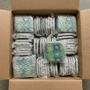 Handmade Wholesale Custom Marble <b>Coaster</b> Set <b>Green</b> Blue Mandala Print Non-Toxic Eco-Friendly Soft-Square Natural Stone Drink - Product Image 3