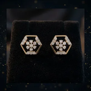 Boucles d'oreilles en or rose 14 carats avec diamants cultivés en laboratoire, 0,29 ct, diamants ronds EF VVS-VS, bijoux fins de luxe - Product Image 3