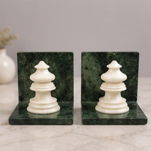 Green Baroda / Banswara Bookends <b>White</b> Pagoda Shape Green Base Traditional Home Decor Craft Art - Product Image 4