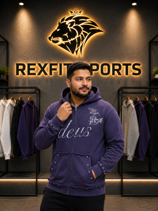 REXFITSPORTS 2026 Custom Purple Graphic <b>Zip</b> Up Hoodie Unisex Cotton Polyester Fleece Streetwear <b>Full</b> <b>Zip</b> <b>Sweatshirt</b> Private - Product Image 3
