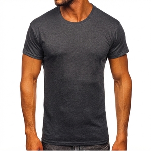 Camiseta de Cuello Redondo de Manga Corta para Hombre, Corte Ajustado, Color Sólido, Informal, de Algodón - Product Image 5